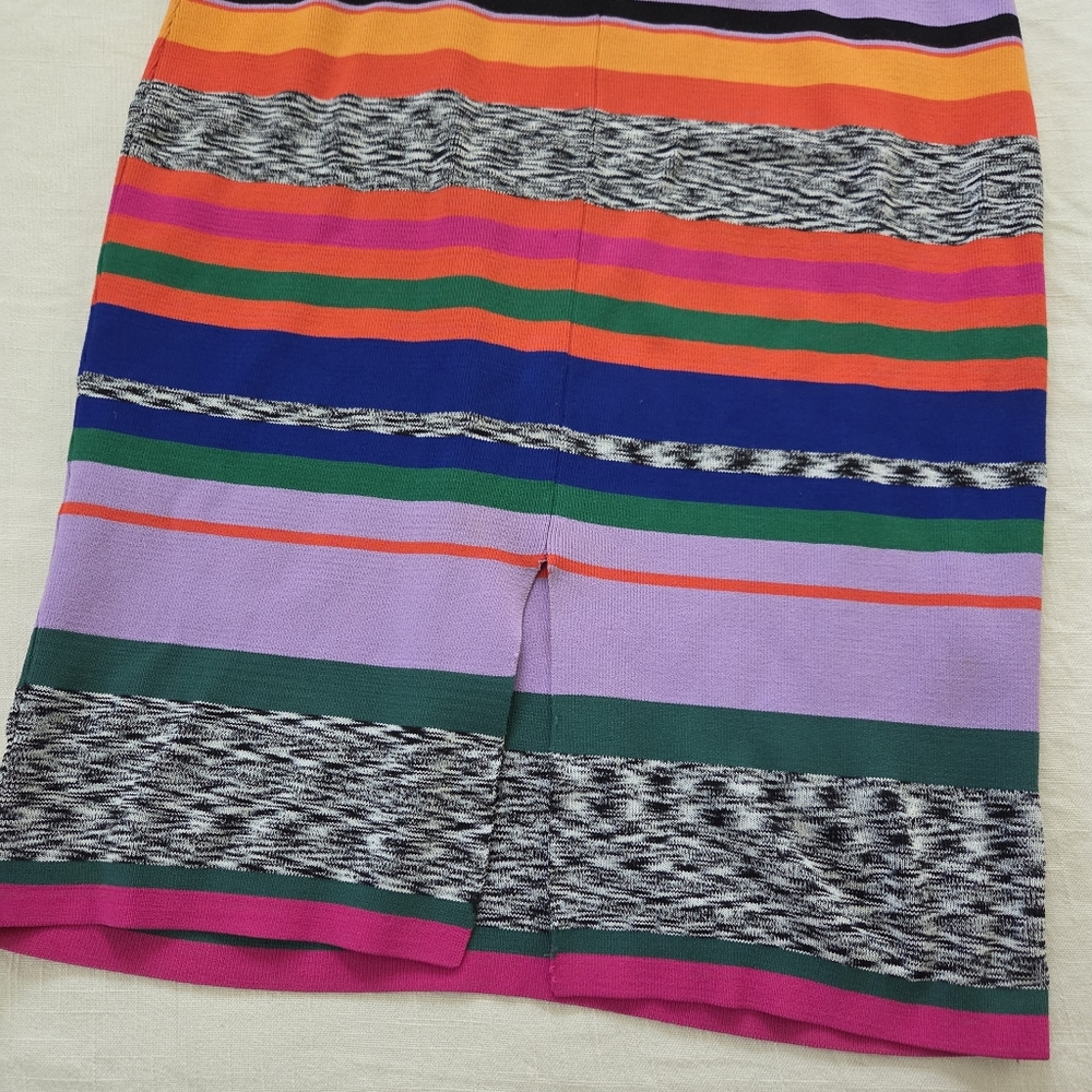 MILLY Rainbow Colorful Striped Women's Dress 10/12 Fitted Bodycon Pencil - Picture 12 of 13
